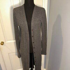 Beyond Yoga, Long Grey Waffle Knit Cardigan/Duster, Size Large